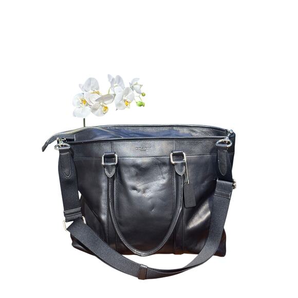Coach Men's Leather Tote Bag Genuine Leather Business Shoulder Bag - Picture 1 of 13